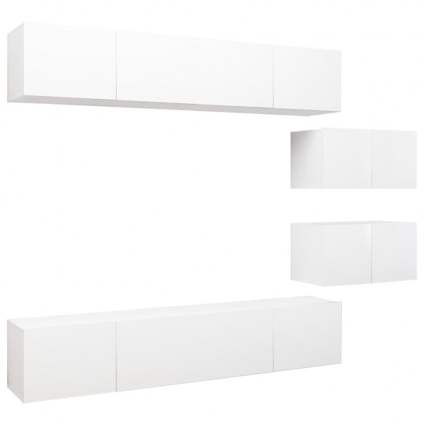Juego de mueble para TV de 6 piezas aglomerado blanco M 2