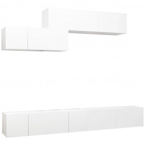 Set de muebles de salón TV 6 piezas madera de ingeniería blanco H