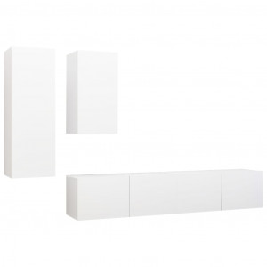 4 pcs conjunto de móveis de TV derivados de madeira branco H