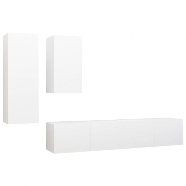 Set de muebles de salón TV 4 piezas madera de ingeniería blanco M 2