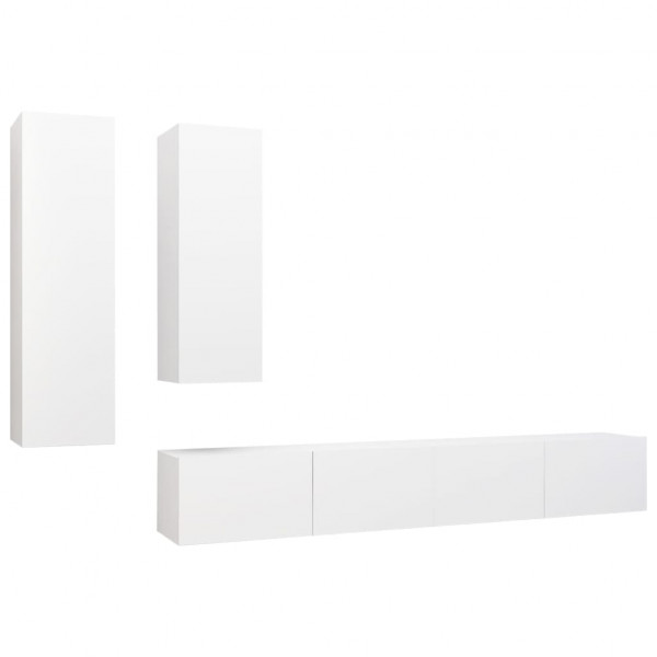 Set de muebles de salón TV 4 piezas madera de ingeniería blanco M 2