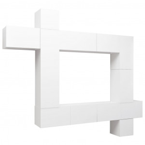 Juego de mueble para TV de 9 piezas aglomerado blanco H