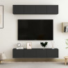 Móveis de TV 4 pcs 80x30x30 cm derivados de madeira preto 1