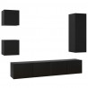 Set de muebles de TV 5 piezas madera contrachapada negro 2