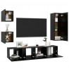 Set de muebles de TV 5 piezas madera contrachapada negro 3