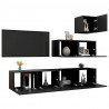 Set de muebles de salón TV 4 piezas madera contrachapada negro 3
