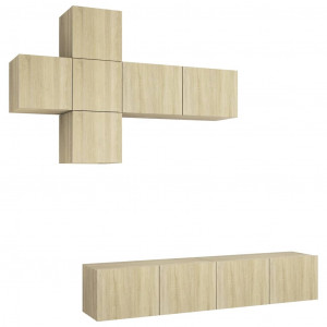 Juego de muebles de salón 7 piezas roble Sonoma H