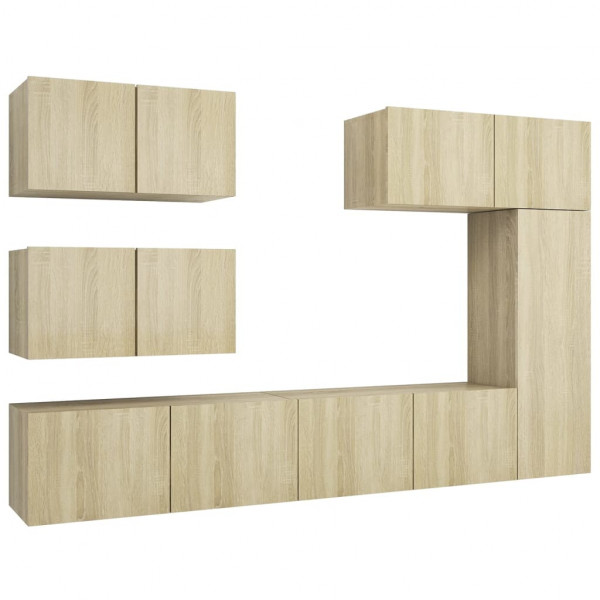 Muebles de pared de TV 6 pzas aglomerado color roble Sonoma M 2