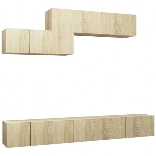 Muebles de pared de TV 6 pzas aglomerado color roble Sonoma M 2