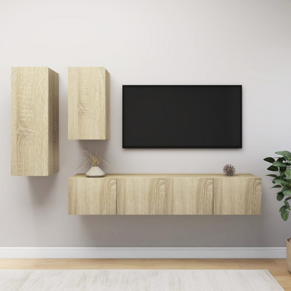 Muebles de pared de TV 4 pzas aglomerado color roble Sonoma D