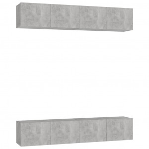 Juego de muebles de salón 4 piezas gris hormigón 80x30x30 cm H