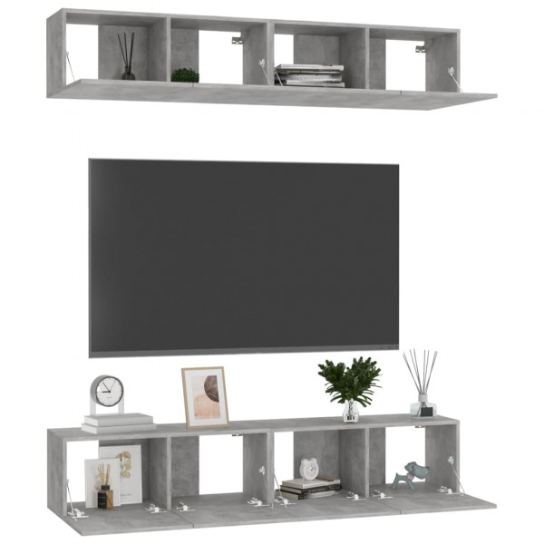 Móveis de TV 4 pcs 80x30x30 cm contraplacado cinzento cimento M 3