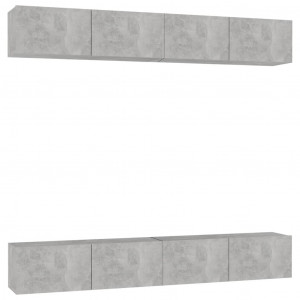 Móveis de TV 4 pcs 100x30x30 cm contraplacado cinzento cimento H