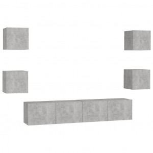 Set de muebles de salón 6 pzas madera ingeniería gris hormigón H