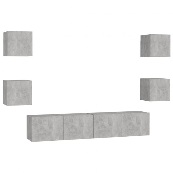 Set de muebles de salón 6 pzas madera ingeniería gris hormigón M 2