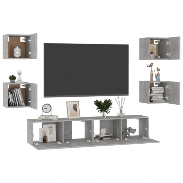 Set de muebles de salón 6 pzas madera ingeniería gris hormigón M 3