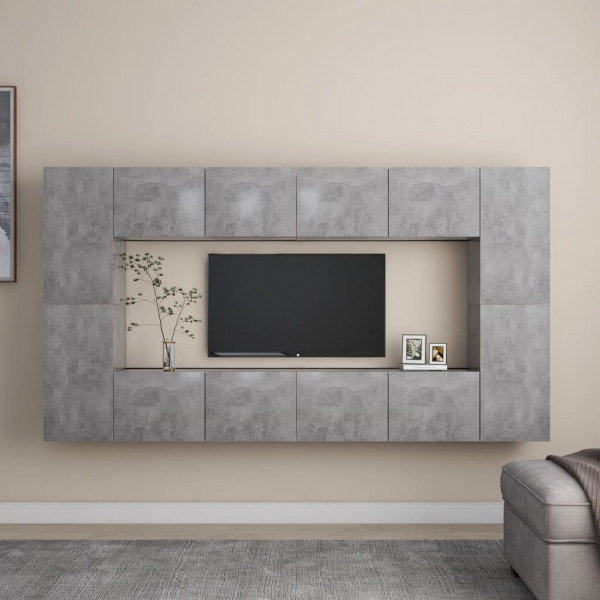 Juego de mueble para TV de 8 piezas aglomerado gris hormigón D