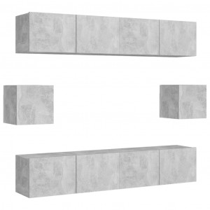 Juego de muebles de salón 6 piezas gris hormigón H