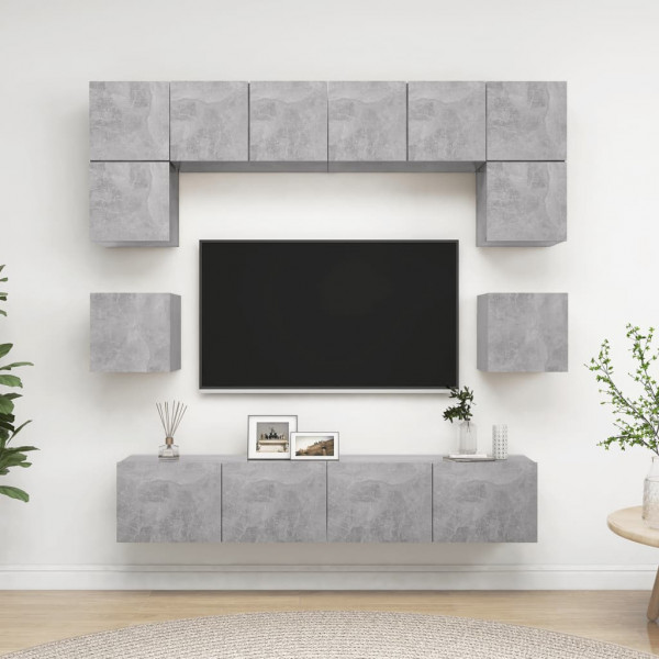 Juego de mueble para TV de 8 piezas aglomerado gris hormigón D
