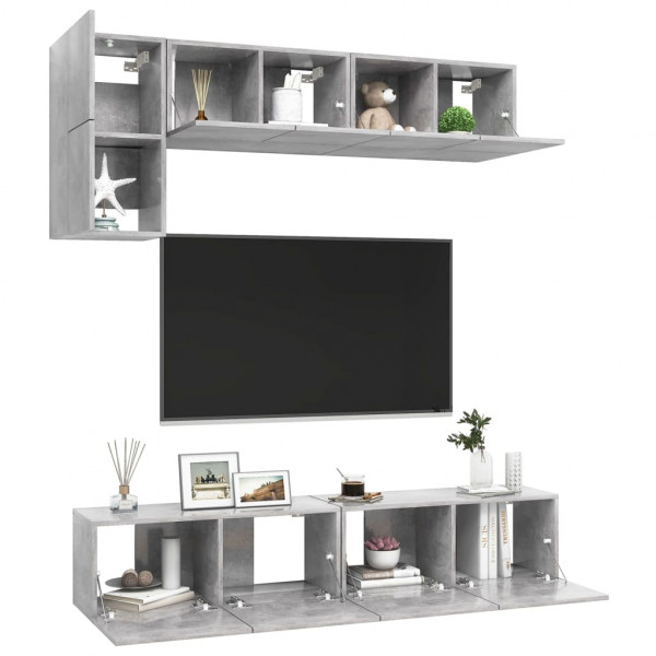 Set de muebles de salón 5 pzas madera ingeniería gris hormigón M 3