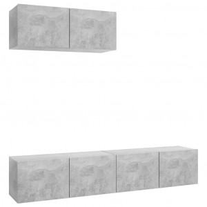 Set de muebles de salón 3 pzas madera ingeniería gris hormigón H