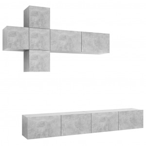 Set de muebles de salón 7 pzas madera ingeniería gris hormigón H