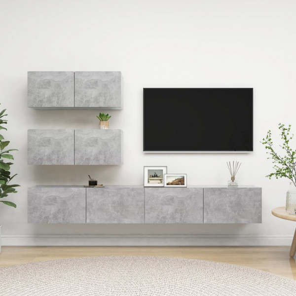Juego de mueble para TV de 4 piezas aglomerado gris hormigón D