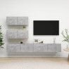 Juego de mueble para TV de 4 piezas aglomerado gris hormigón 1