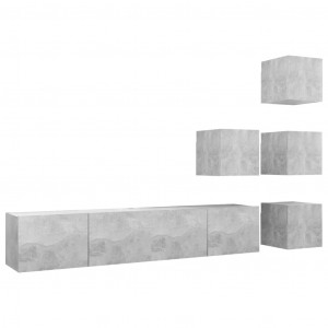 Set de muebles de salón 6 pzas madera ingeniería gris hormigón H