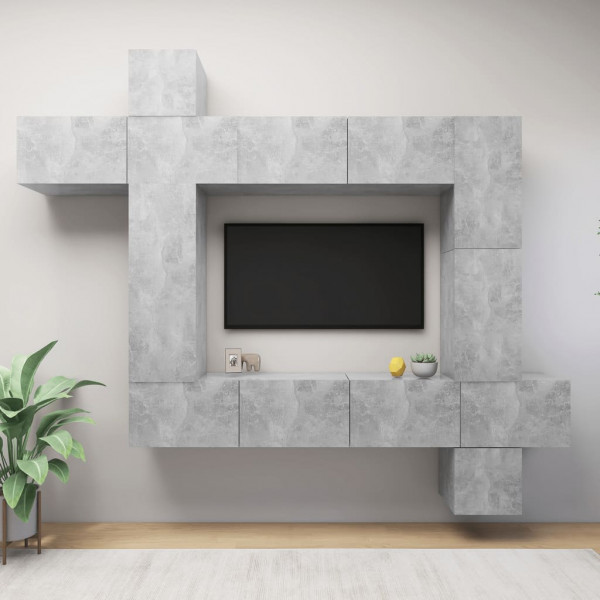 Juego de mueble para TV de 9 piezas aglomerado gris hormigón D