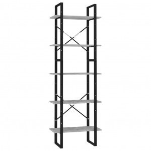 Estante 5 prateleiras derivados madeira cinza cimento H