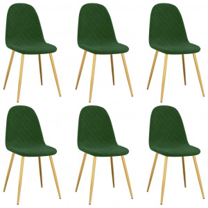 Cadeiras de jantar 6 pcs veludo verde-escuro H