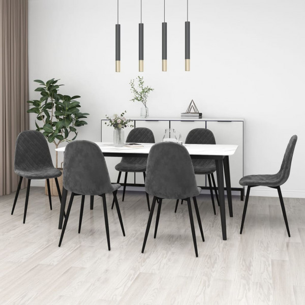 Sillas de comedor 6 unidades terciopelo gris oscuro D