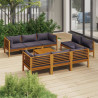 9 pcs conjunto lounge de jardim com almofadões acácia maciça 1