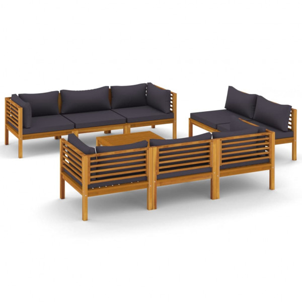 9 pcs conjunto lounge de jardim com almofadões acácia maciça M 2