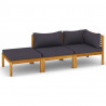 3 pcs conjunto de lounge de jardim com almofadões acácia maciça 2