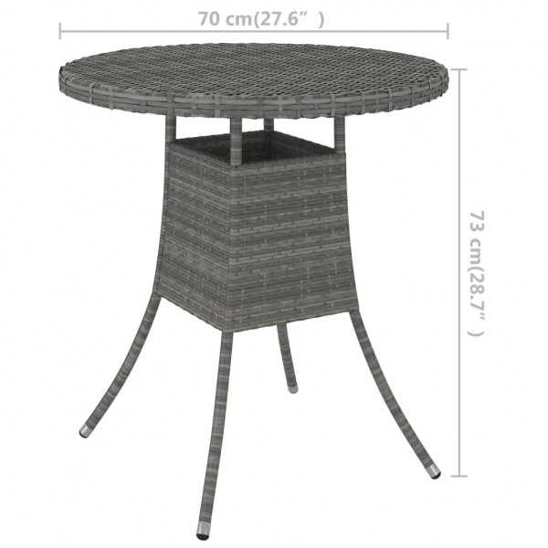 Mesa de jardín ratán sintético gris 70x70x73 cm M 5