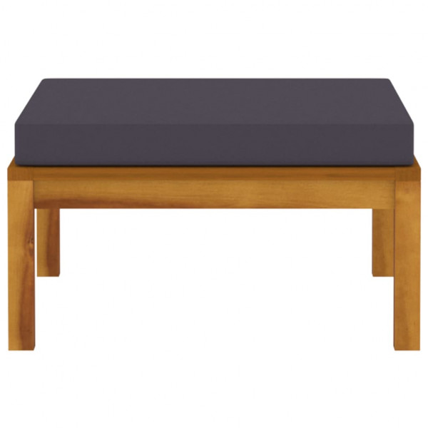 Reposapiés con cojín gris oscuro madera maciza de acacia M 3