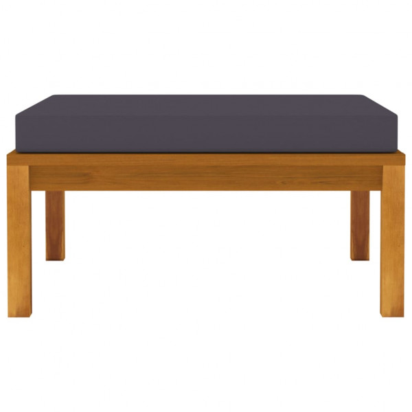 Reposapiés con cojín gris oscuro madera maciza de acacia M 4