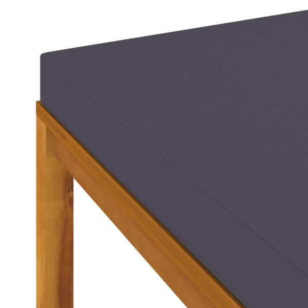 Reposapiés con cojín gris oscuro madera maciza de acacia M 5