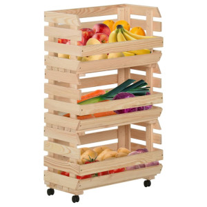 Carrito para verduras madera maciza de pino 37x30x80 cm H