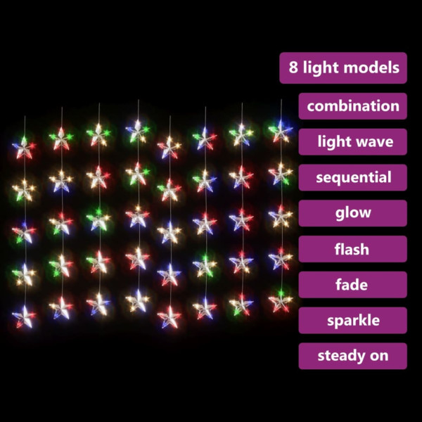 Cortina de luces estrellas 200 LEDs de colores 8 funciones M 4