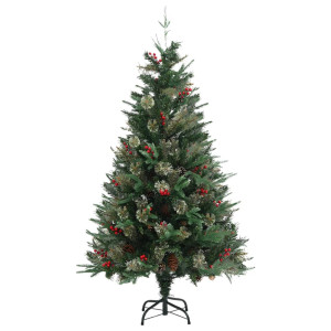 Árbol de Navidad con piñas verde PVC y PE 150 cm H