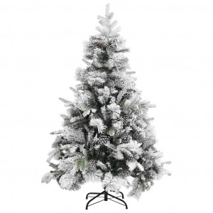Árvore de Natal com neve flocada e pinheiros PVC e PE 150 cm H