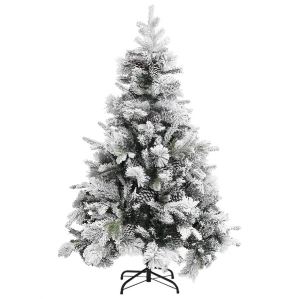 Árbol de Navidad con nieve flocada y piñas PVC y PE 150 cm M 2