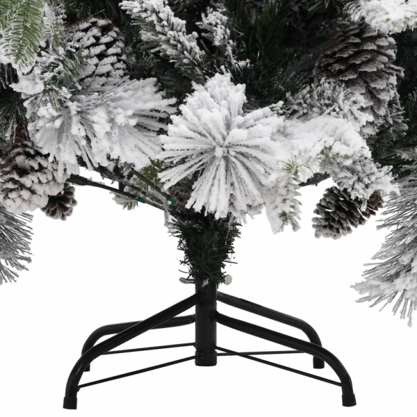Árbol de Navidad con nieve flocada y piñas PVC y PE 195 cm M 4