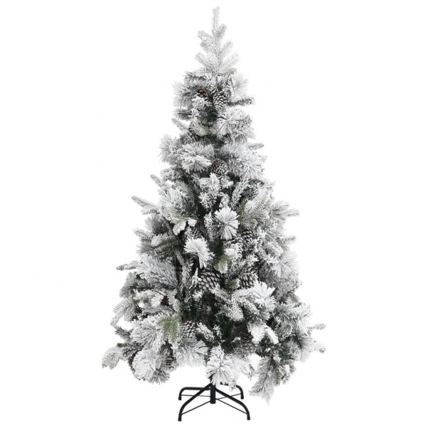 Árbol de Navidad con nieve flocada y piñas PVC y PE 225 cm M 2