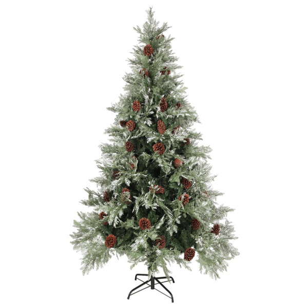 Árvore de Natal com pinhas 195 cm PVC e PE verde e branco M 2