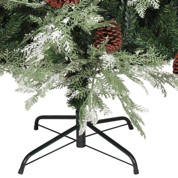 Árbol de Navidad con piñas verde y blanco PVC y PE 195 cm M 4