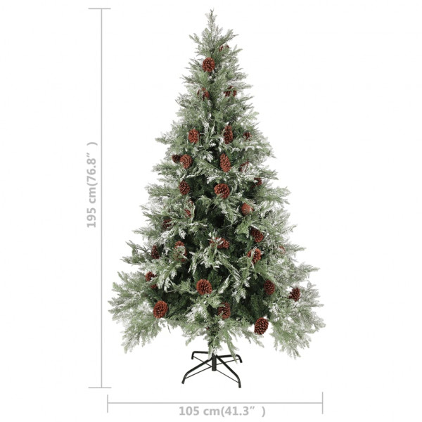 Árvore de Natal com pinhas 195 cm PVC e PE verde e branco M 5